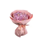 İthal Çiçeklerden Oluşan Şakayık, Pink Gül, Bianca Çiçeklerinden Oluşan Buket